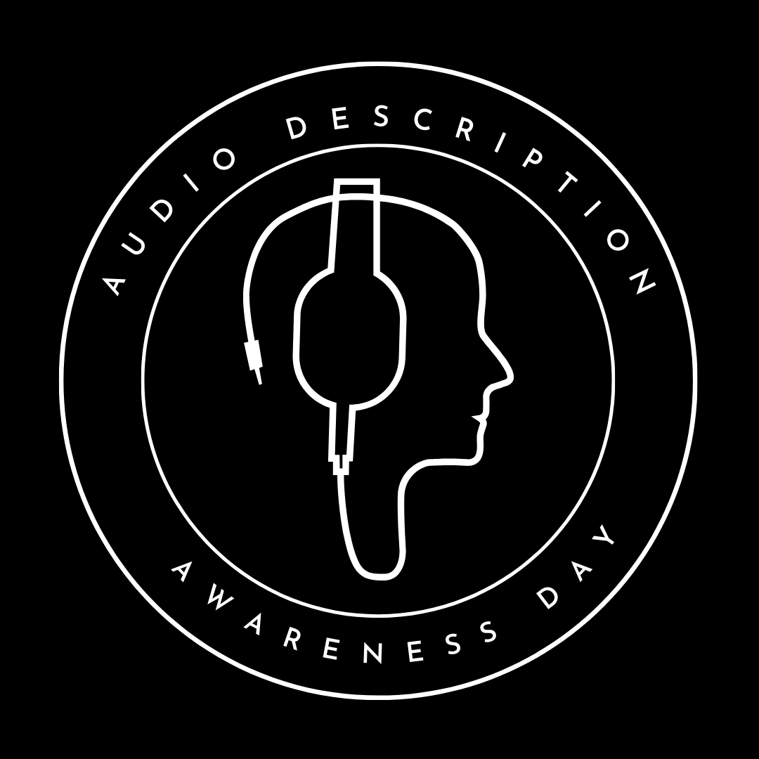 A line drawing made with a headset and the cord to look like a profile of a person's head. Above the image is the text “#TADA Challenge”